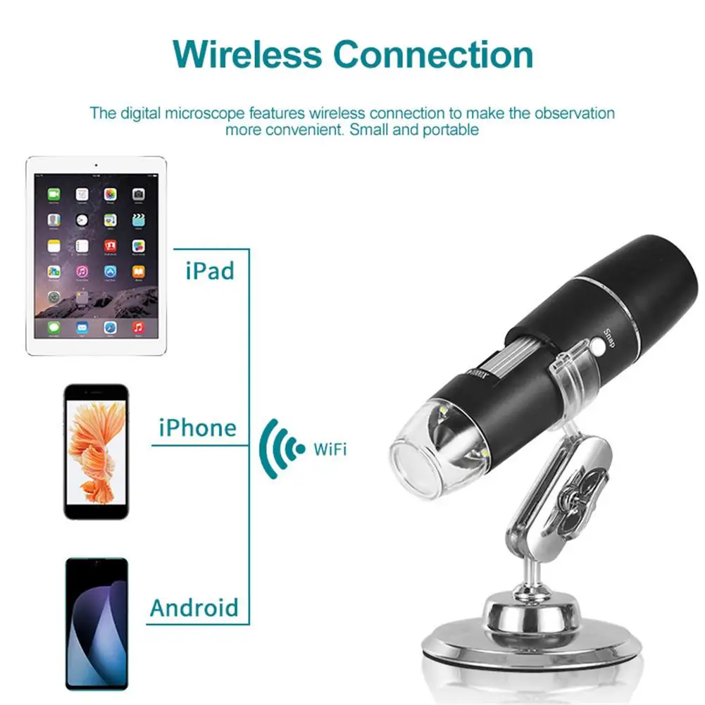 Цифровой микроскоп увеличительное стекло с подставкой USB Wi Fi для Android IOS IPhone IPad 0 1000