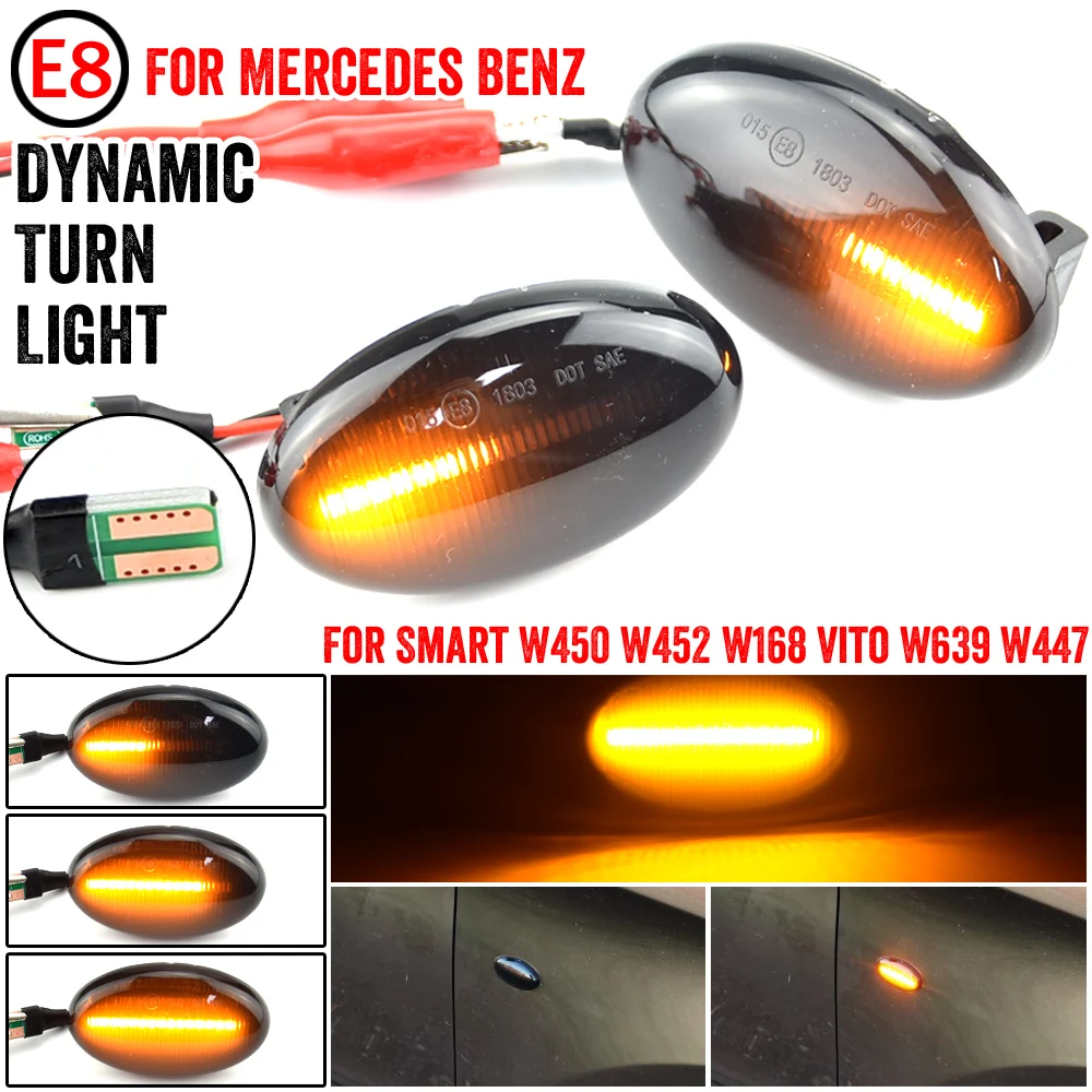 

2pcs For Benz Smart W450 W452 A-Class W168 Vito W639 W447 Citan W415 LED Dynamic Side Marker Light Repeater Indicator Light
