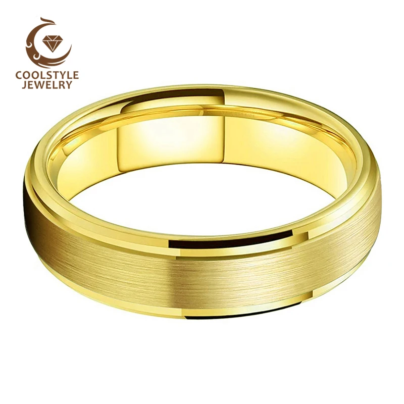 8 мм 6 для мужчин женщин вольфрам Карбидное кольцо из желтого золота обручальное