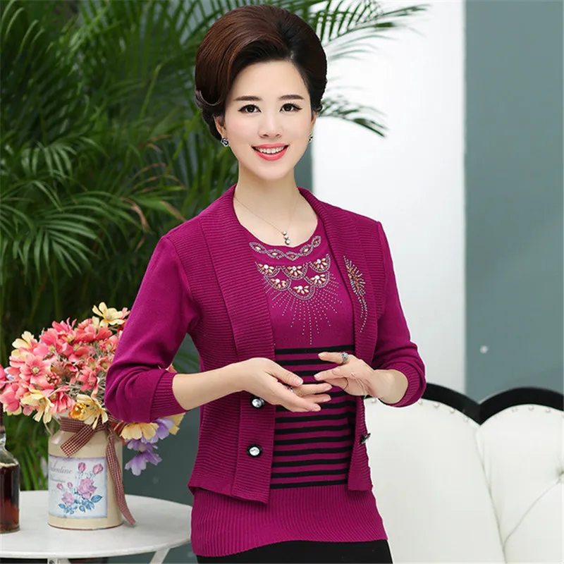 Модный вязаный свитер для мам кардиган на весну и осень вязаное пальто с