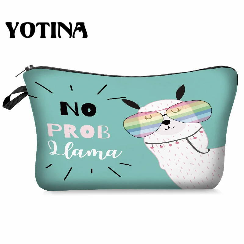 bpd9005 Yotina женская косметичка llama 3D печать с разноцветным рисунком Макияж сумка на молнии путешествий Органайзер для макияжа - Цвет: bpd9005
