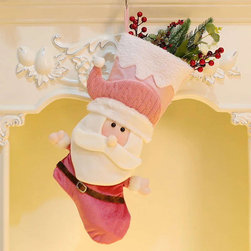 

Home Christmas Tree Decorate Accessory Santa Socks Children Candy Gift Bag Christmas Stocking Pendant New Years Nordic Gifts