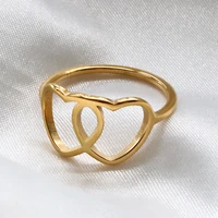 hollow double heart romanic ring geometric love ring for women wedding engagement jewelry gift