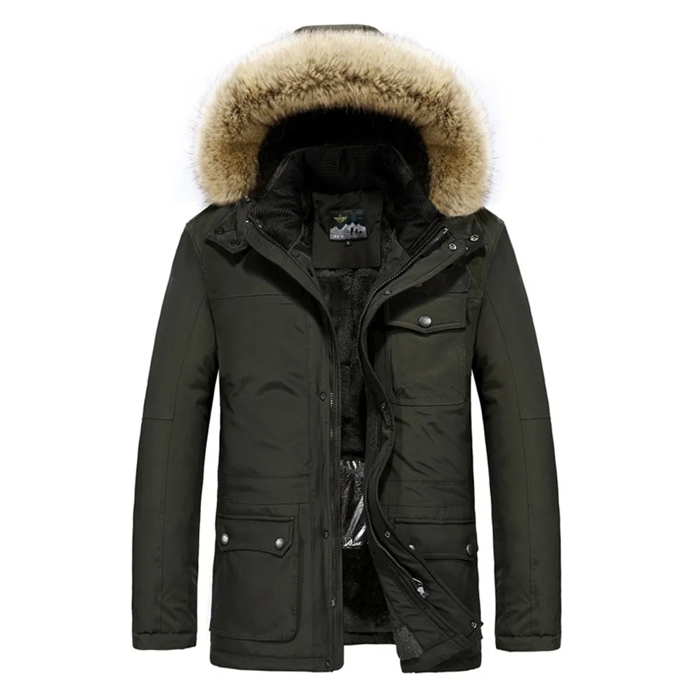 Dr.Qiiwi Men Cotton Clothes Heated Jacket Middle-Aged Casual Heated Coat For Autumn Winter Thermal Clothing - Цвет: Army Green