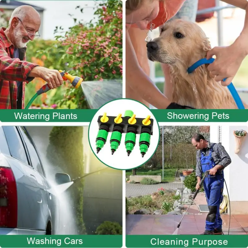 

Garden Irrigation 4-way Tap Hose Splitter Garden Drip 4/7 Hose Fittings Pipe Connector Irrigation Set 1 Set Garden Supplies