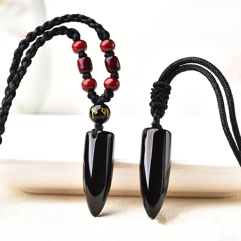 Sennier Мужская пуля обсидиан подвески из натурального камня колье для женщин Lucky