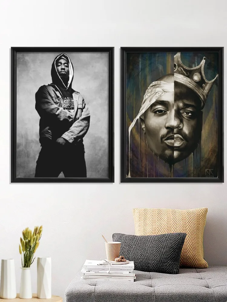 

American Tupac Top Star 2pac Hit Hop Rap Music Portrait Poster Room Wall Stiker Decor Art Silk Home Gift Prints
