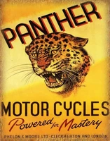 panther motor cycles vintage advertisement garage metal tin sign poster plaque
