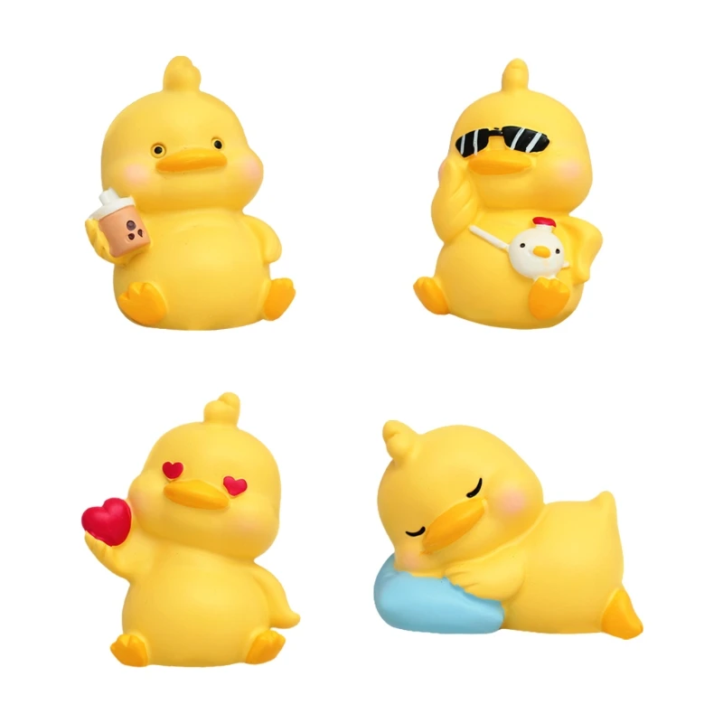 

Мультяшная фигурка желтой утки из смолы, игрушка, забавная статуя животного, настольное украшение для автомобиля W3JC