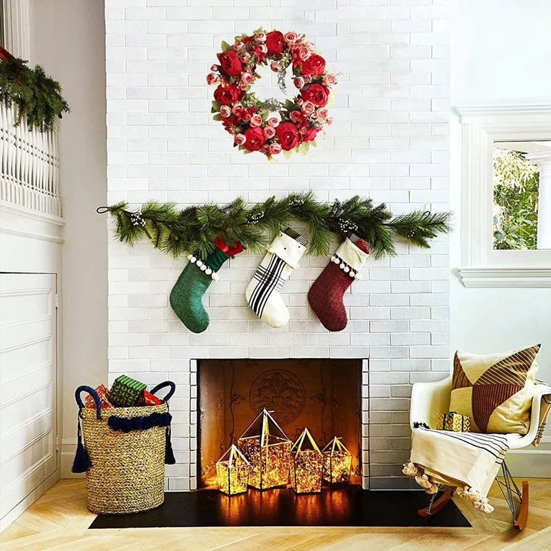 

Peony Wreath Rose Flower Wreath Artificial Flowers Garland Front Door Wreath for Spring and Summer Wreath Display