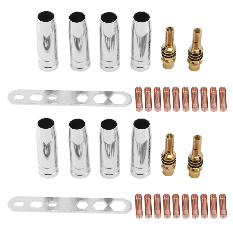 

34Pcs/Set 15Ak Mig/ Welding Nozzle Contact Tips 0.8X25Mm M6 Gas Connector Holder Set