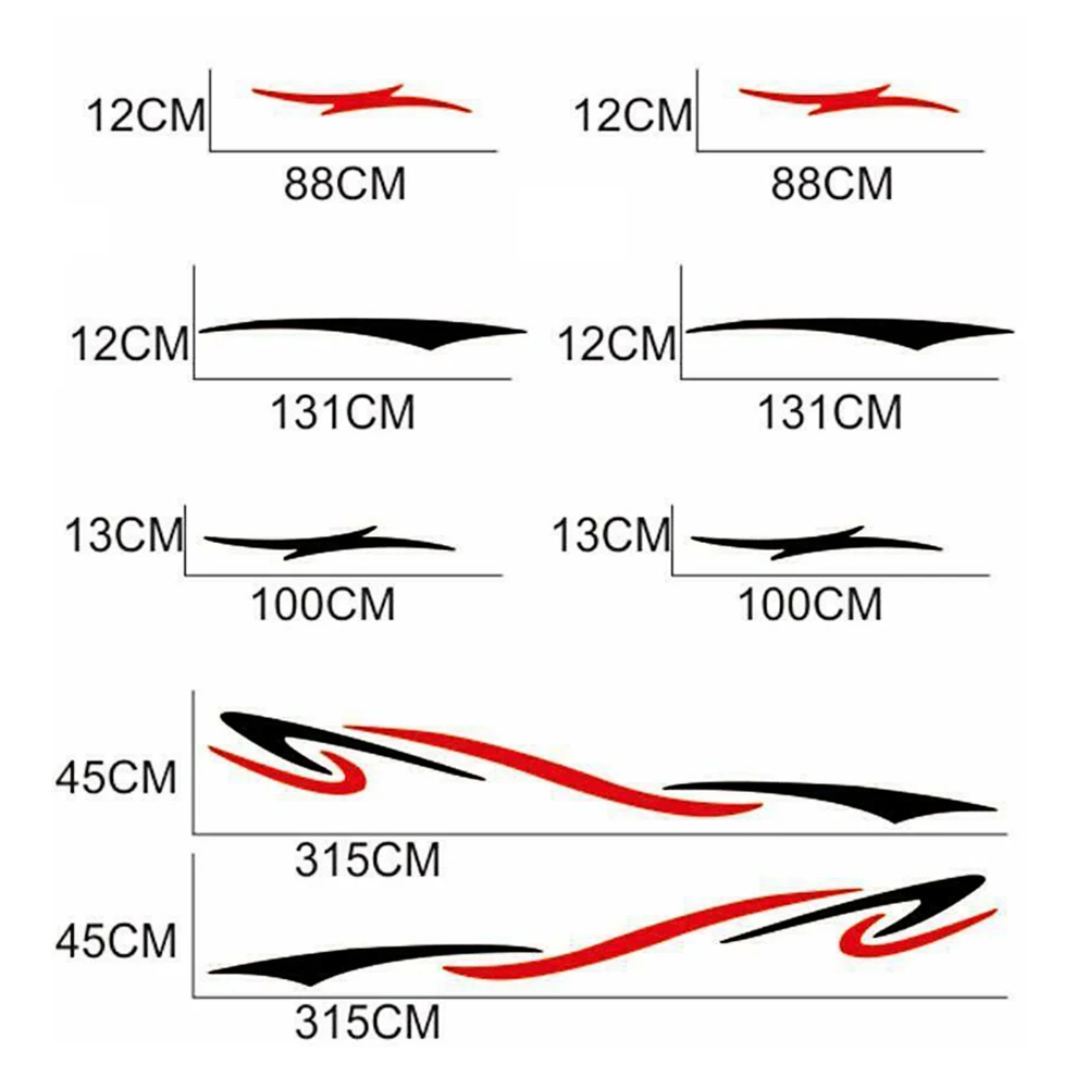 

Black Red Stripes Car Stickers For Caravan Trailer Camper Van Vinyl Decals Car Stickers Car-styling