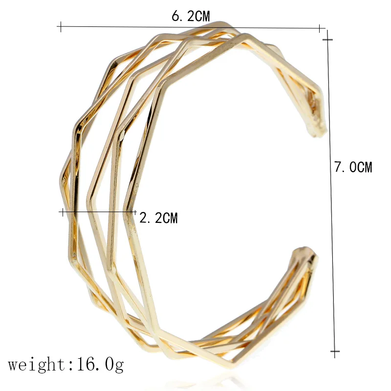 Модный Регулируемый Открытый браслет с подвесками геометрические многоугольные