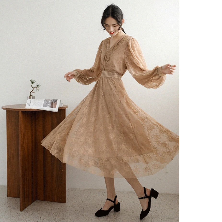 Женский подиумный комплект из 2 предметов кружевная блузка цвета хаки с длинным