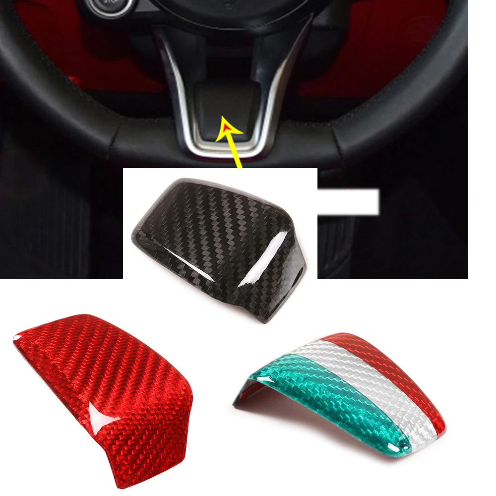 

Real Carbon Fiber Steering Wheel Cover Decorative Trim Fit for Alfa Romeo Giulia Stelvio 2020 2021 Car Accessories