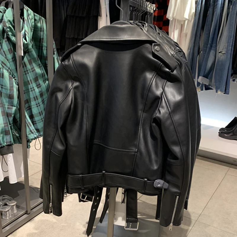 Весна Осень 2020 куртка из искусственной кожи Pu женская фиолетовая на молнии