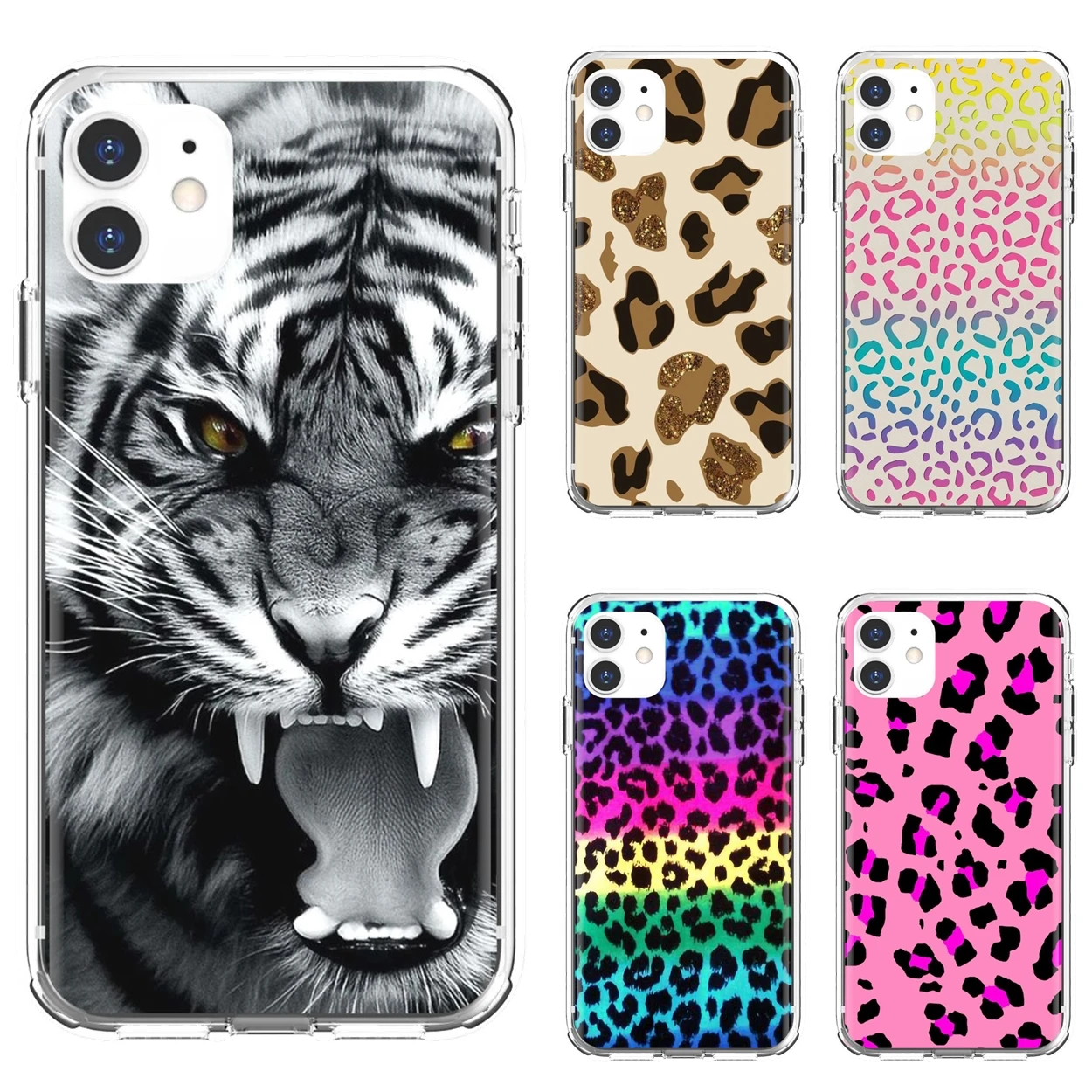 

Phone Cases For Apple iPhone 10 11 12 Pro Mini 4S 5S SE 5C 6 6S 7 8 X XR XS Plus Max 2020 Tiger-colorful-Leopard-Print-Panther
