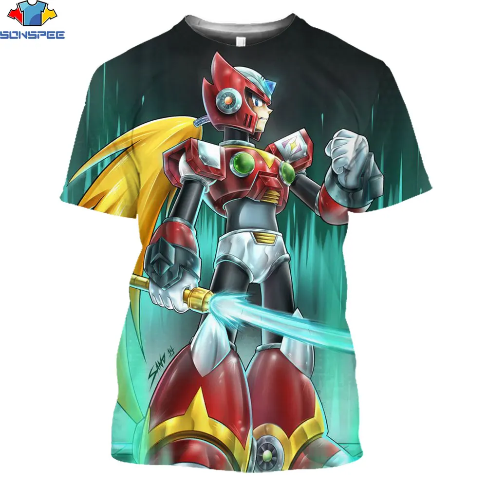 

SONSPEE 3D Mega Man Zero Anime Game Men's T-shirt 3D Print No Taizai Tshirt Women Casual Fitness Shirt Pullover Clothing Tops