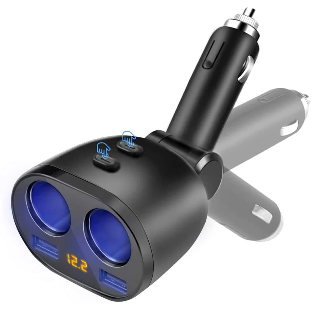 

Dual Usb Ports 3.6a Quick Charge 2-way Cigarette Lighter Splitter Single Switch 80w Power Supply Port For Smartphones Tablet