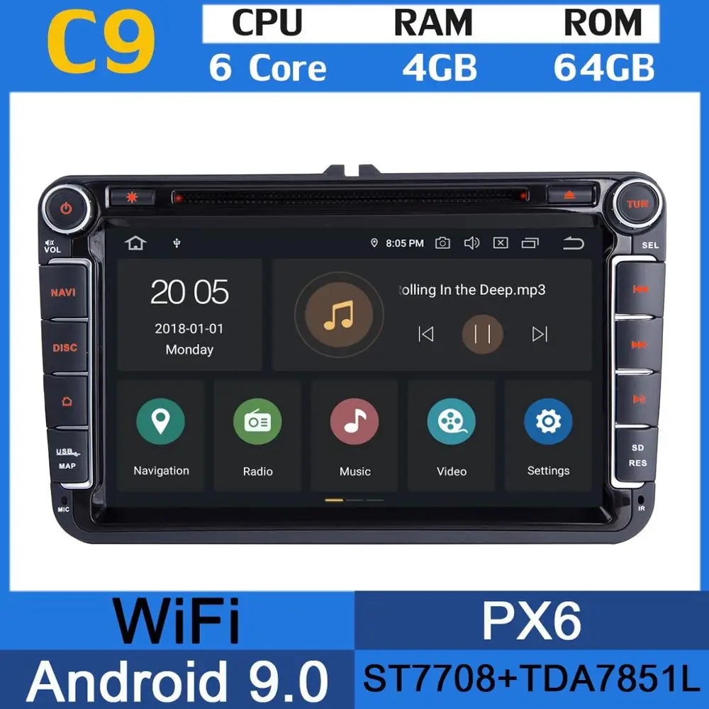 6Core 4G RAM 64G PX " PX6 4G ram+ 64G rom Android 9,0 автомобильный dvd-плеер для VW Caddy Sharan Amarok Scirocco polo V 6R Multivan T5 Bettle автомобильный радиоприемник - Цвет: 6Core 4G RAM 64G PX