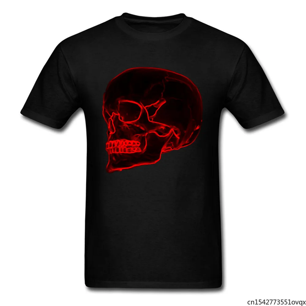 

New Arrival Men Black Red T-shirt Cool Skull No Fade Print Rock N Roll Top Clothing Team Custom T Shirts Cheap Unisex Tee