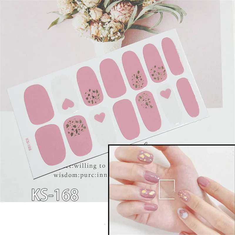 14 наконечников/лист наклейки для дизайна ногтей в виде красного сердца с полным