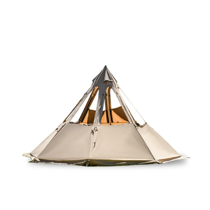 

Mongolian Yurt outdoor Camping Teepee 5-8 Person Octagonal Tent Cotton Rainproof Luxury glamping bell Tent with stove
