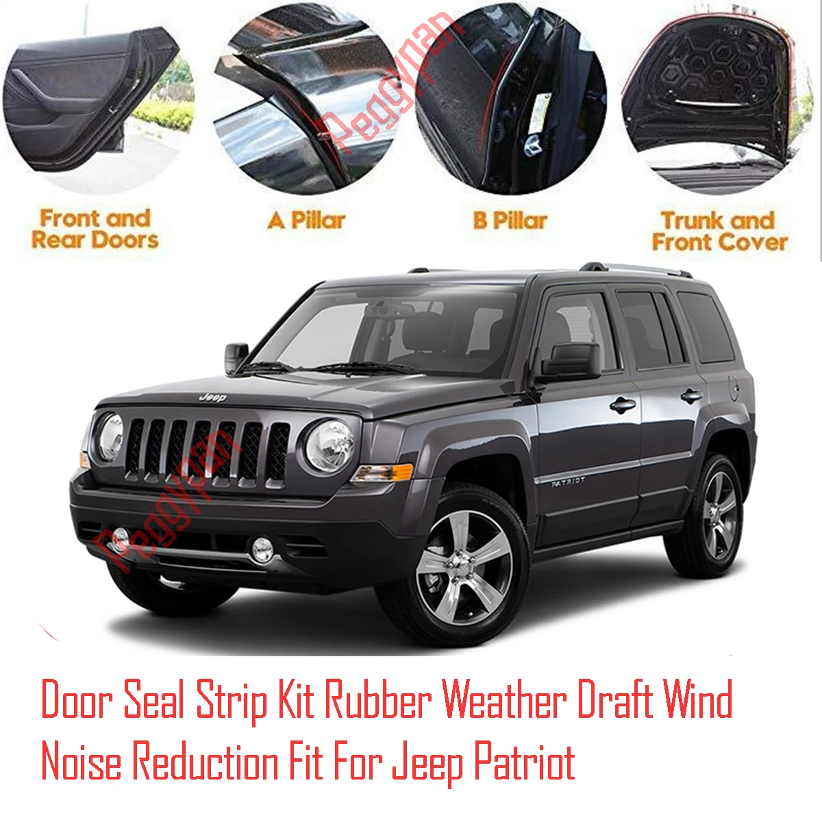 Door Seal Strip Kit Self Adhesive Window Engine Cover Soundproof Rubber Weather Draft Wind Noise Reduction Fit For Jeep Patriot
