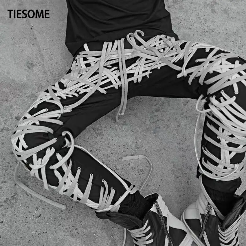 AAW160 Solid Grey Black Women Sport Pants Design Splicing Waist Letter Logo High Waist Casual Loose Lace Up Leg Pants A2