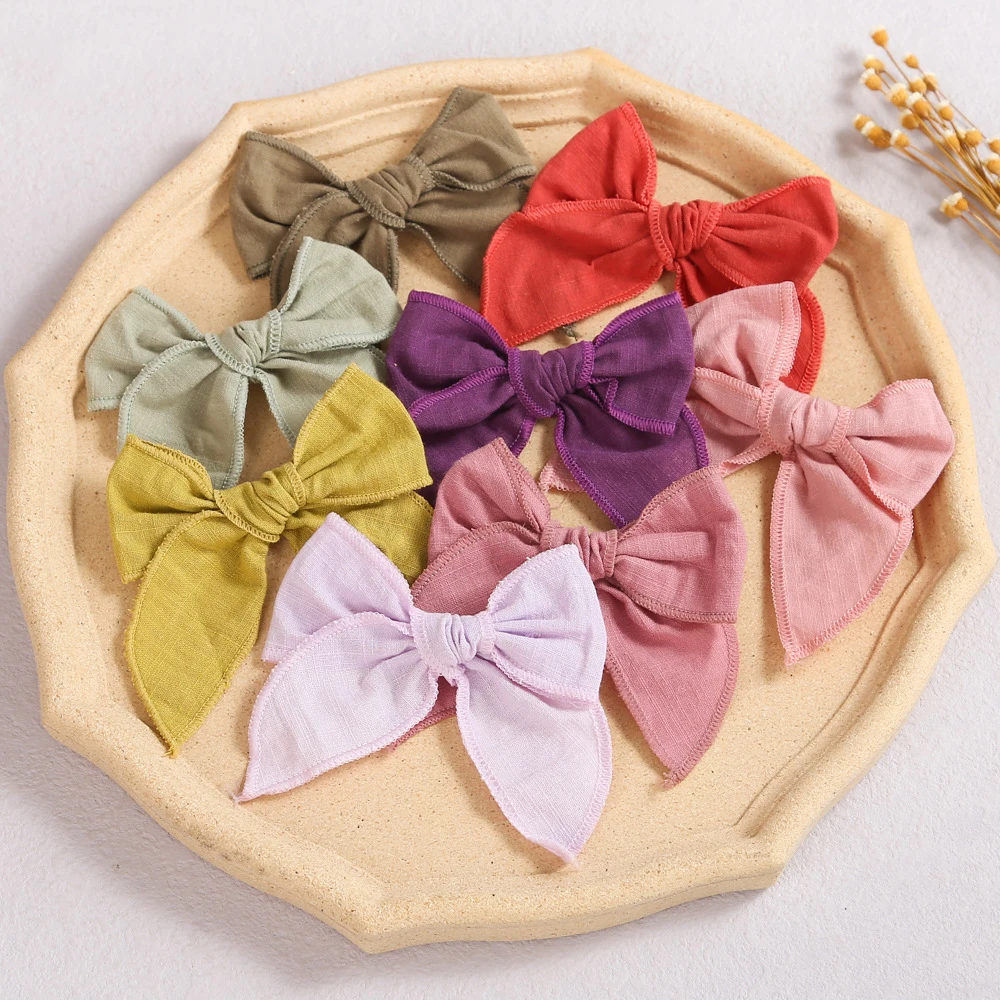 

Baby Hair Clips Cotton Hairpin For Girls Big Bows Barrettes Infant Linen Side Clips Hair Accessories Cute Hairgrips