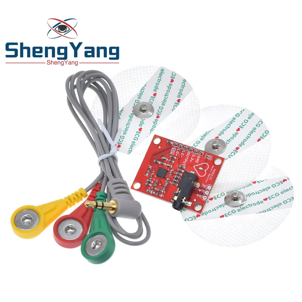 Модуль ЭКГ ShengYang AD8232 измерение показателей ЭКГ, комплект датчиков мониторинга сердечной ЭКГ, для Arduino