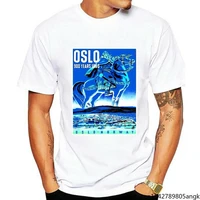 men t shirt vintage travel poster oslo norway 900 years 1950 unisex summer trend soft round neck classic casual