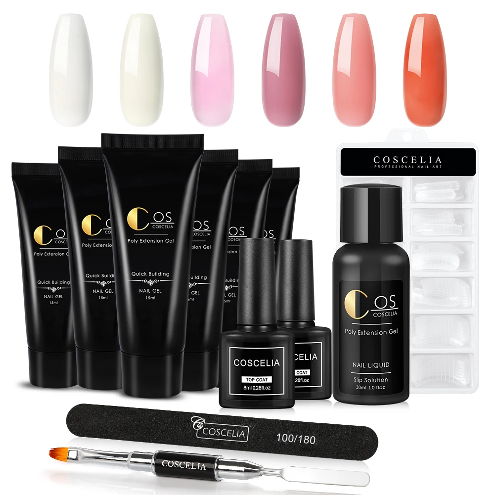 COSCELIA Профессиональный поли набор гелей для ногтей лак комплект арт дизайнерские