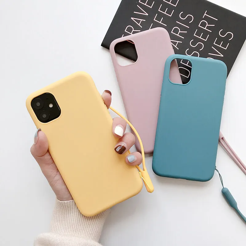 Ручной ремешок чехол для женщин iphone 11 11Pro Max XS X XR конфетный цвет желеобразный 6 6S 7 8