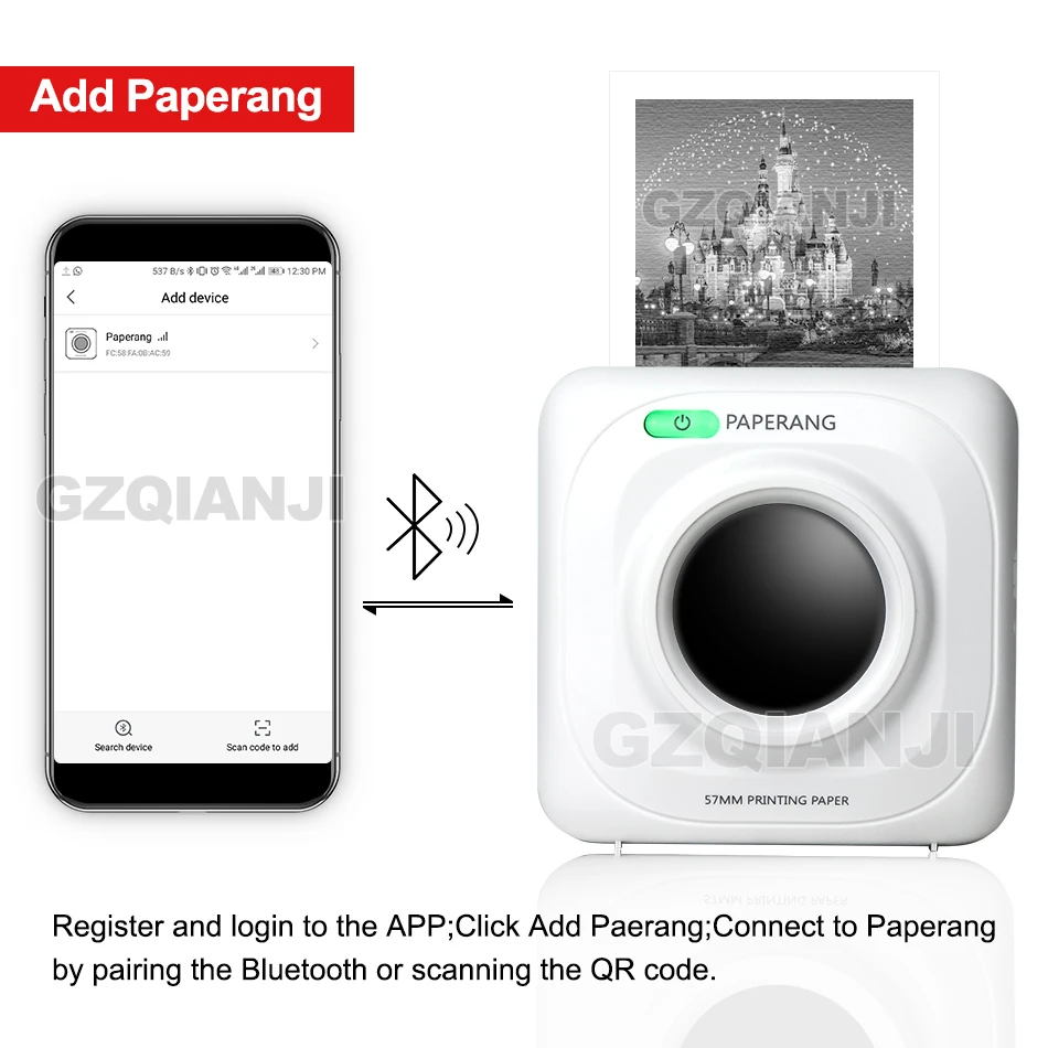 Портативный термопринтер PAPERANG P1 Bluetooth 4 0 беспроводное подключение к телефону