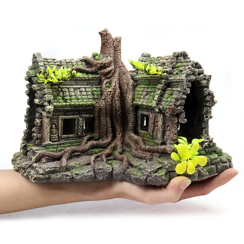 

1pc Creative Resin Aquarium Crafts Deadwood House Wreckage Shape Design for Decor