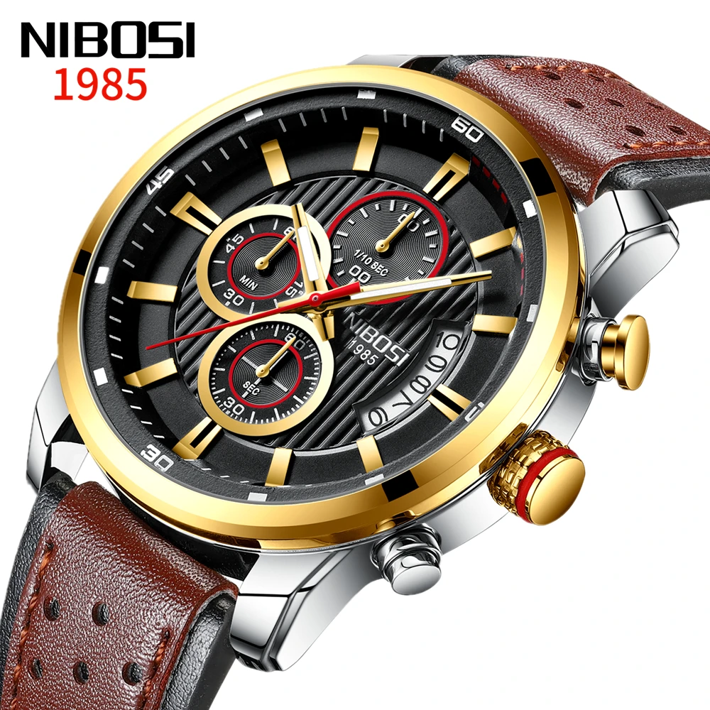 Часы наручные NIBOSI Мужские кварцевые брендовые Роскошные модные деловые с