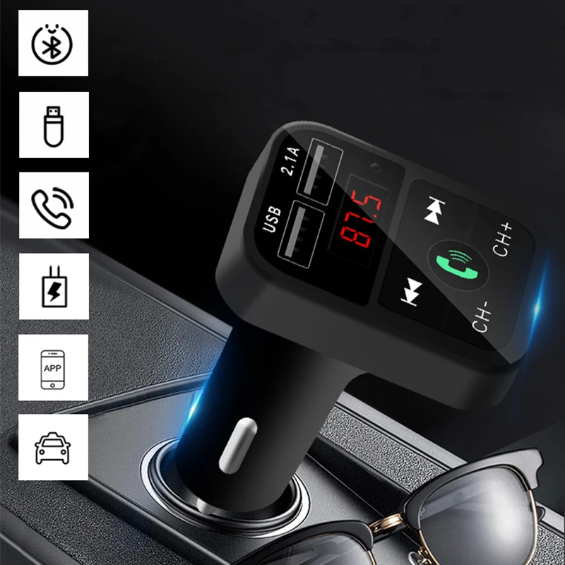 Car Kit  Wireless Bluetooth-Compatible 5.0 FM Transmitter LCD MP3 Player  Car Accessories Dual USB Charger FM Modulator