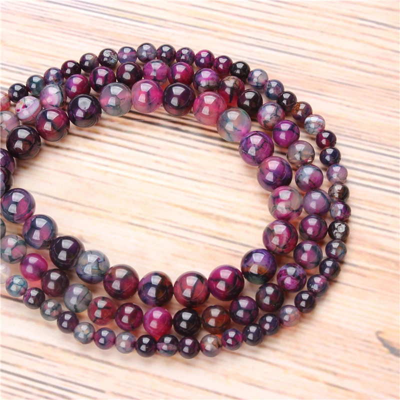 

Purple Dragon Agate 4/6/8/10/12mm Natural Stone Loose Beads Matte Jewelry Bracelet Necklace Make