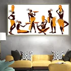 Абстрактные картины на холсте африканских женщин, современные плакаты и скандинавский принт, настенные картины для гостиной, украшение для дома