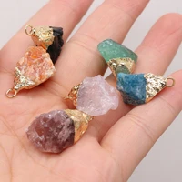 natural semi precious crystal sprout irregular pendant holes beads 15 20mm for diy necklace jewelry making gift