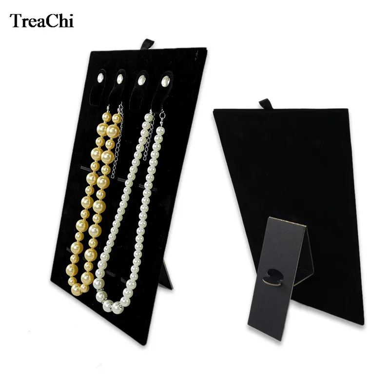 

3pcs Black Velvet 4Slots Necklace Pendant Chain Jewelry Display Storage Holder Velvet Easel Bracelet Organizer Expositor