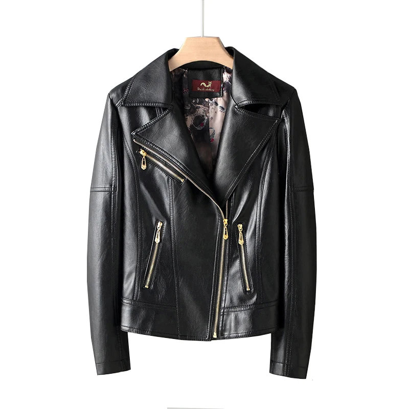 New Faux Leather Jacket Women Casual PU Loose Motorcycle Jackets Female Streetwear Oversized Coat Korean Chic