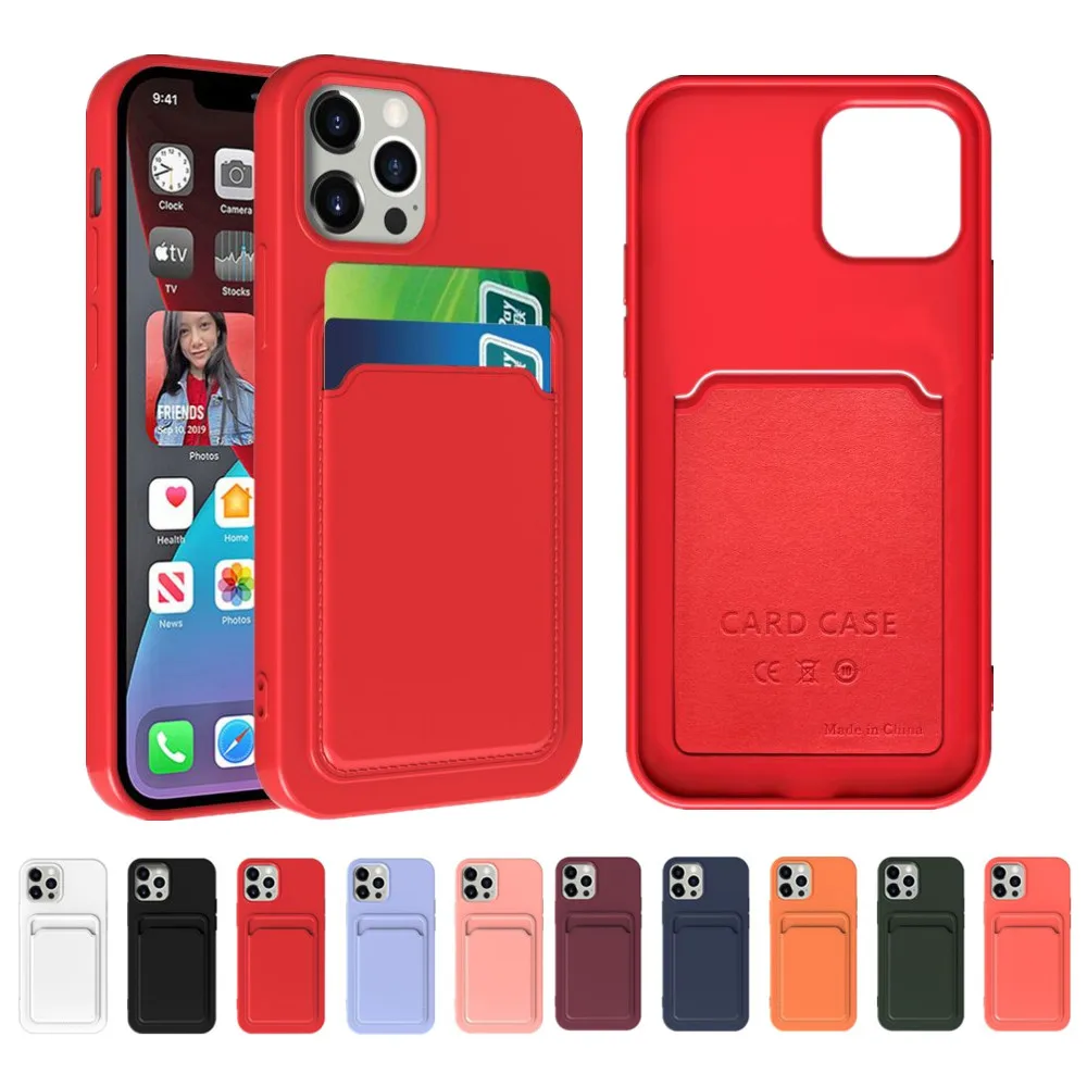 

Phone Case Cover for iPhone 13 12 11 Pro Max Mini SE 2020 XS XR 6 7 8 Plus TPU Soft Back Shell Card Holder Shockproof Fundas