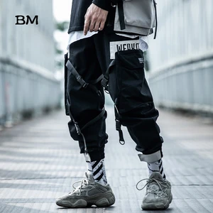 BM хип хоп Techwear брюки уличная одежда шаровары мужские Exo корейская мода черные джоггеры камуфляж тактические мужские мешковатые брюки