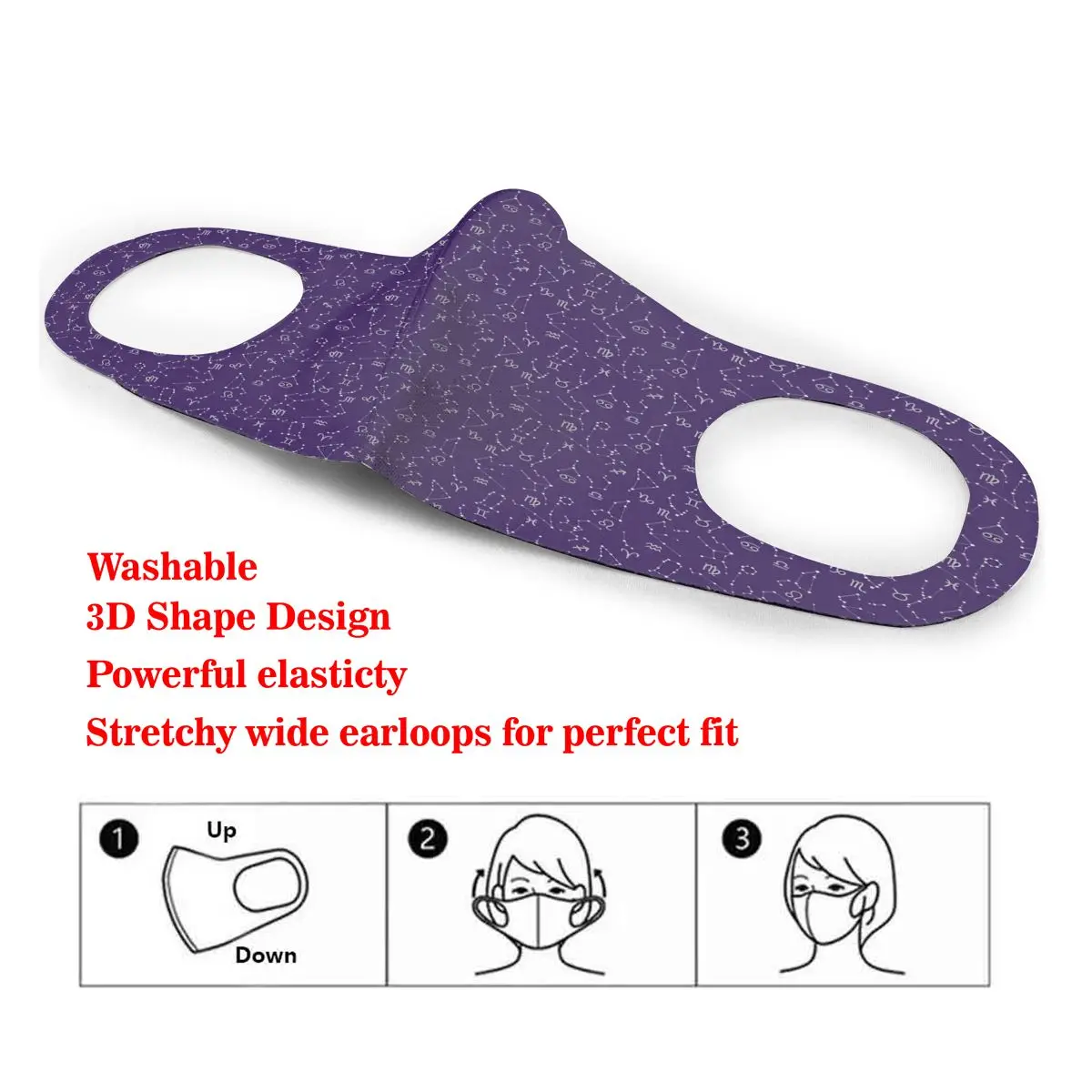 

Astrology 12 Zodiac Signs Washable elastic Earloop Face Breathing Mask Reusable Anti Dust Cotton Mouth For Adults