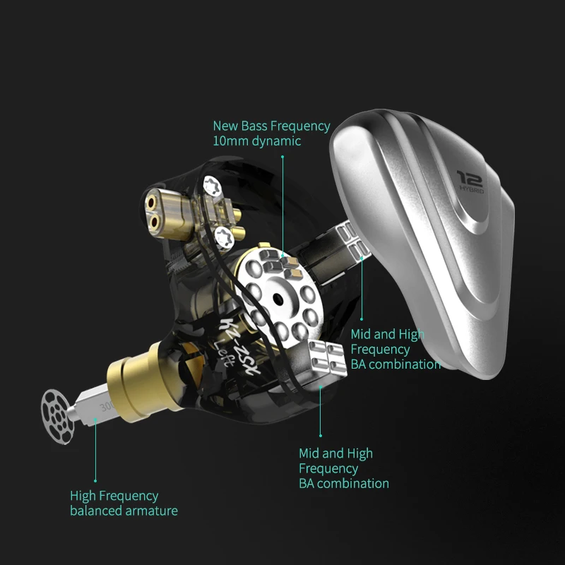 

KZ ZSX Terminator 5BA+1DD 12 Unit Hybrid In-ear Earphones HIFI Metal Headset Music Sport ZS10 PRO AS12 AS16 ES4 ZSN PRO DMG DMS