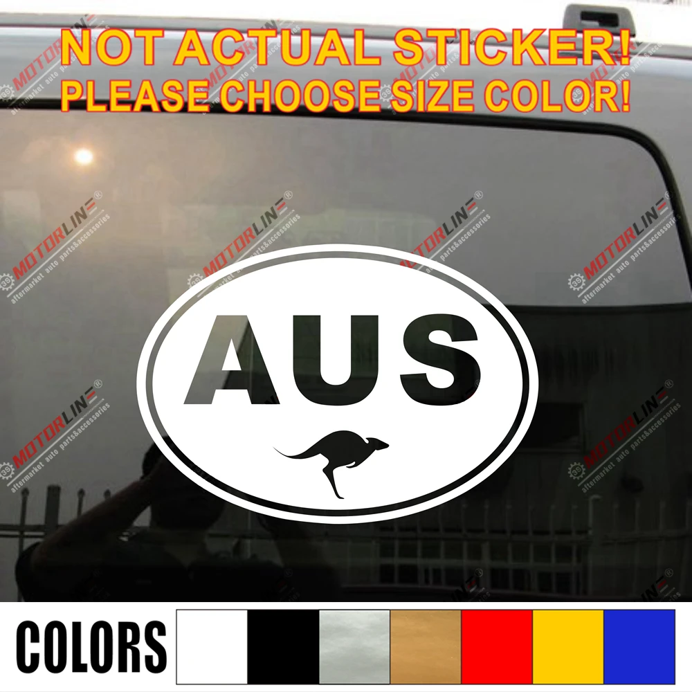 

Australia Oval Country Code AUS Decal Sticker Car Vinyl Australian Kangaroo pick size color no bkgrd