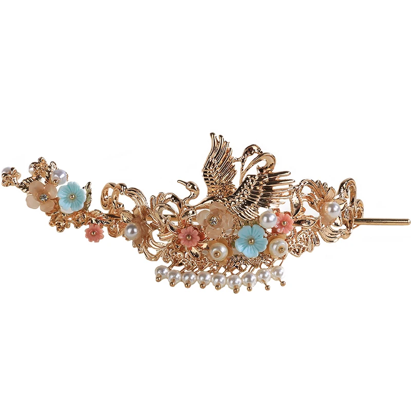 Китайский Винтажный Золотой Феникс ручной работы заколки для волос Корона