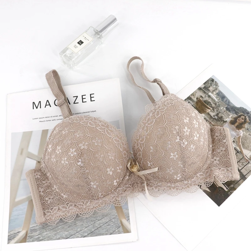 Beauwear Сексуальное белье чашечки B C плотные бюстгальтеры пуш-ап бюстгальтер из цветочного кружева нижнее белье 3/4 чашки для большой груди Для женщин 85, 90, 95, 100 - Цвет: C15-Beige